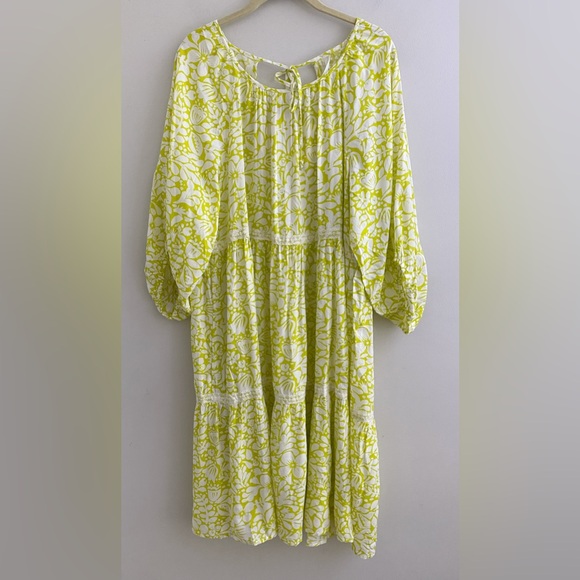 Anthropologie Dresses & Skirts - By Anthropologie Tiered Puff-Sleeve Dress new with tag nwt size M yellow